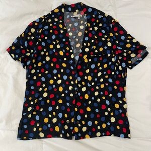 Reformation Polka Dot Short Sleeve Button Down Shirt Size XS